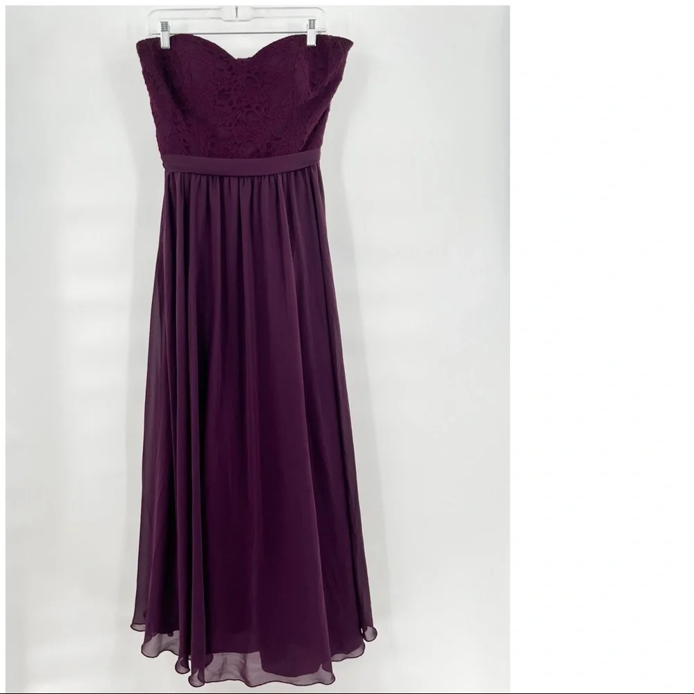 Mori Lee Madeline Gardner purple strapless dress size 8
